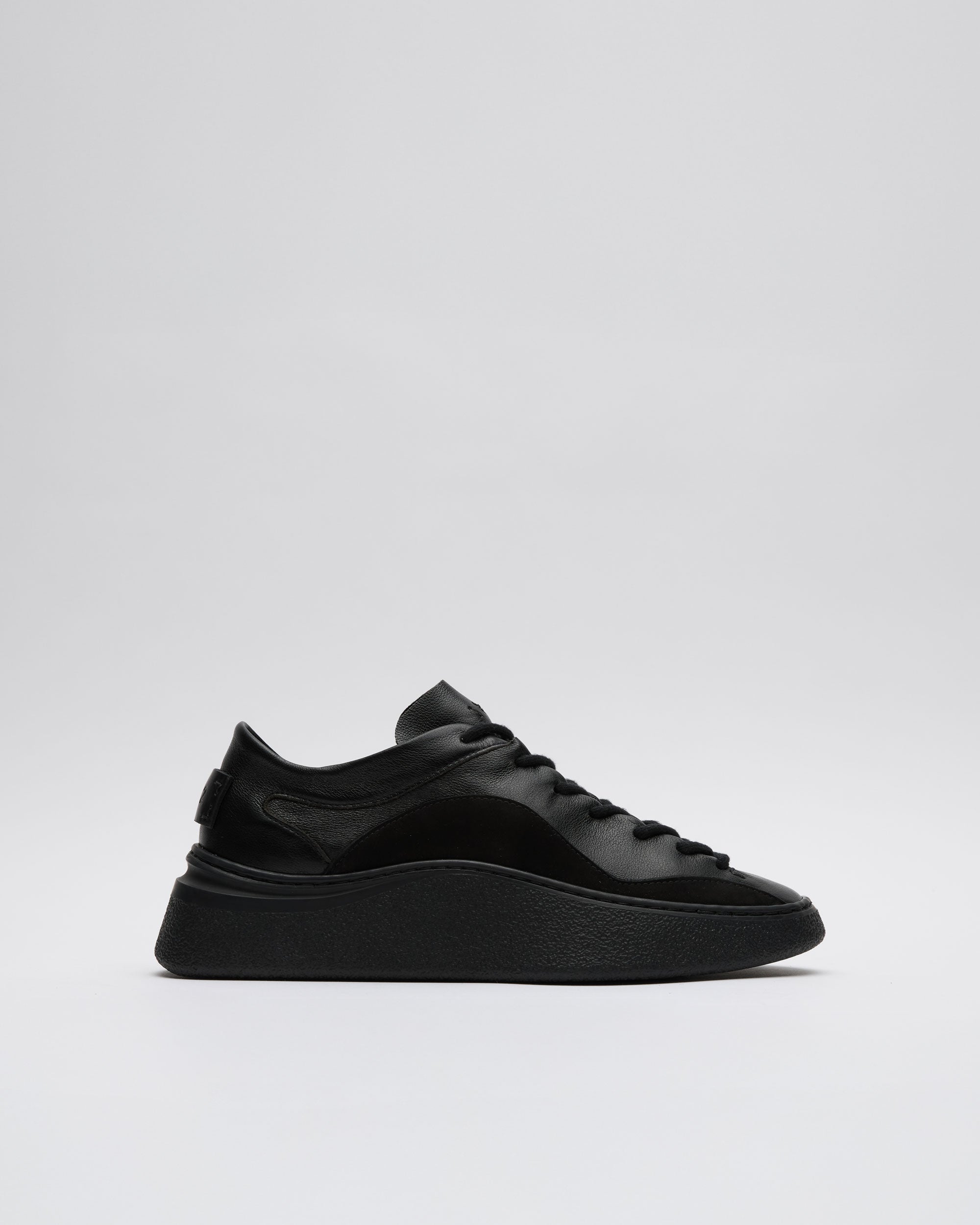 1812 MIDAS BELLOWS TONGUE LUXURY SNEAKER IN BLACK ON BLACK, BLACK DEER SKIN, HANDMADE IN ENGLAND
