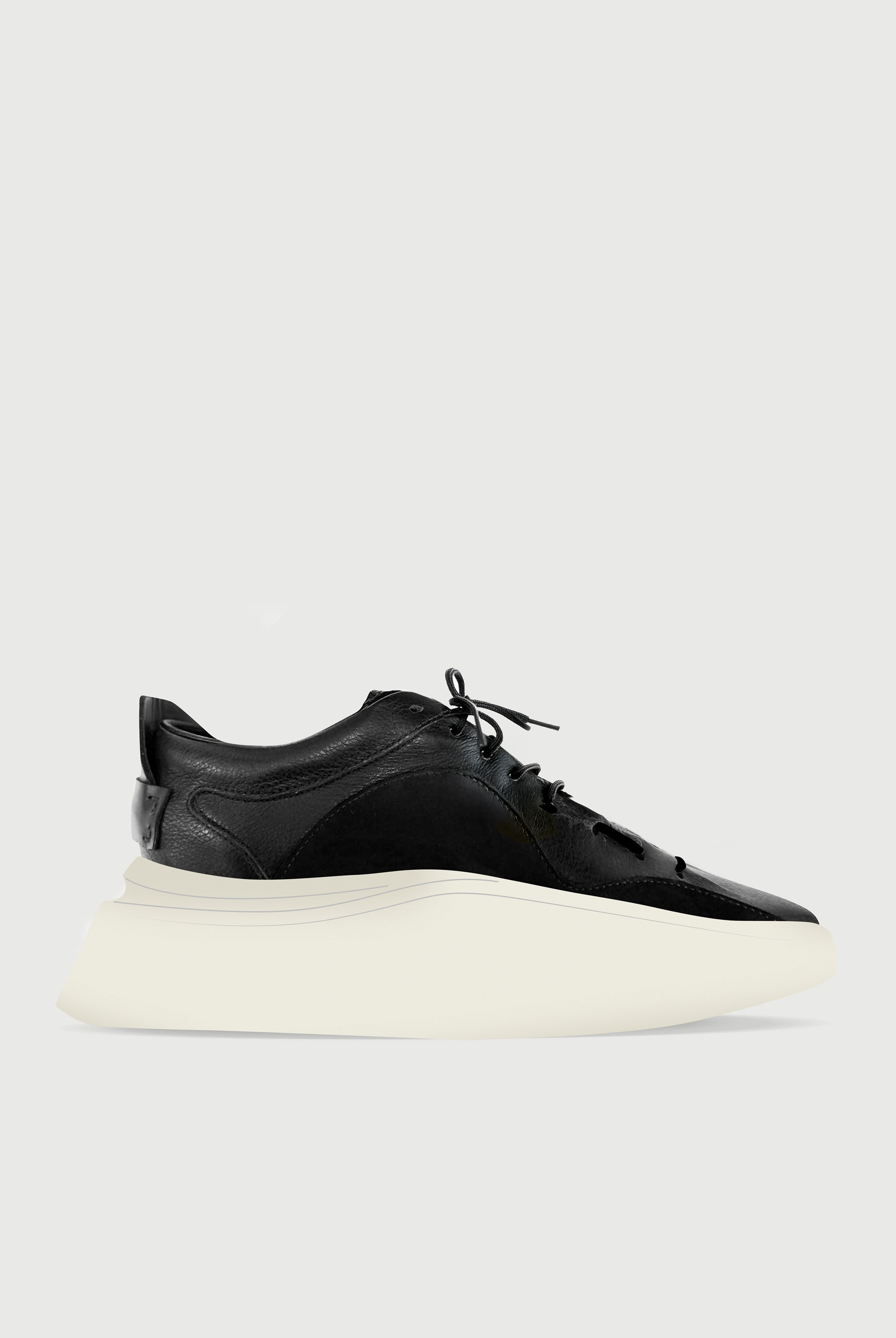 1812 MIDAS BELLOWS TONGUE LUXURY SNEAKER IN BLACK ON OFF WHITE, DEER SKIN, HANDMADE IN ENGLAND, LIMITED EDITION