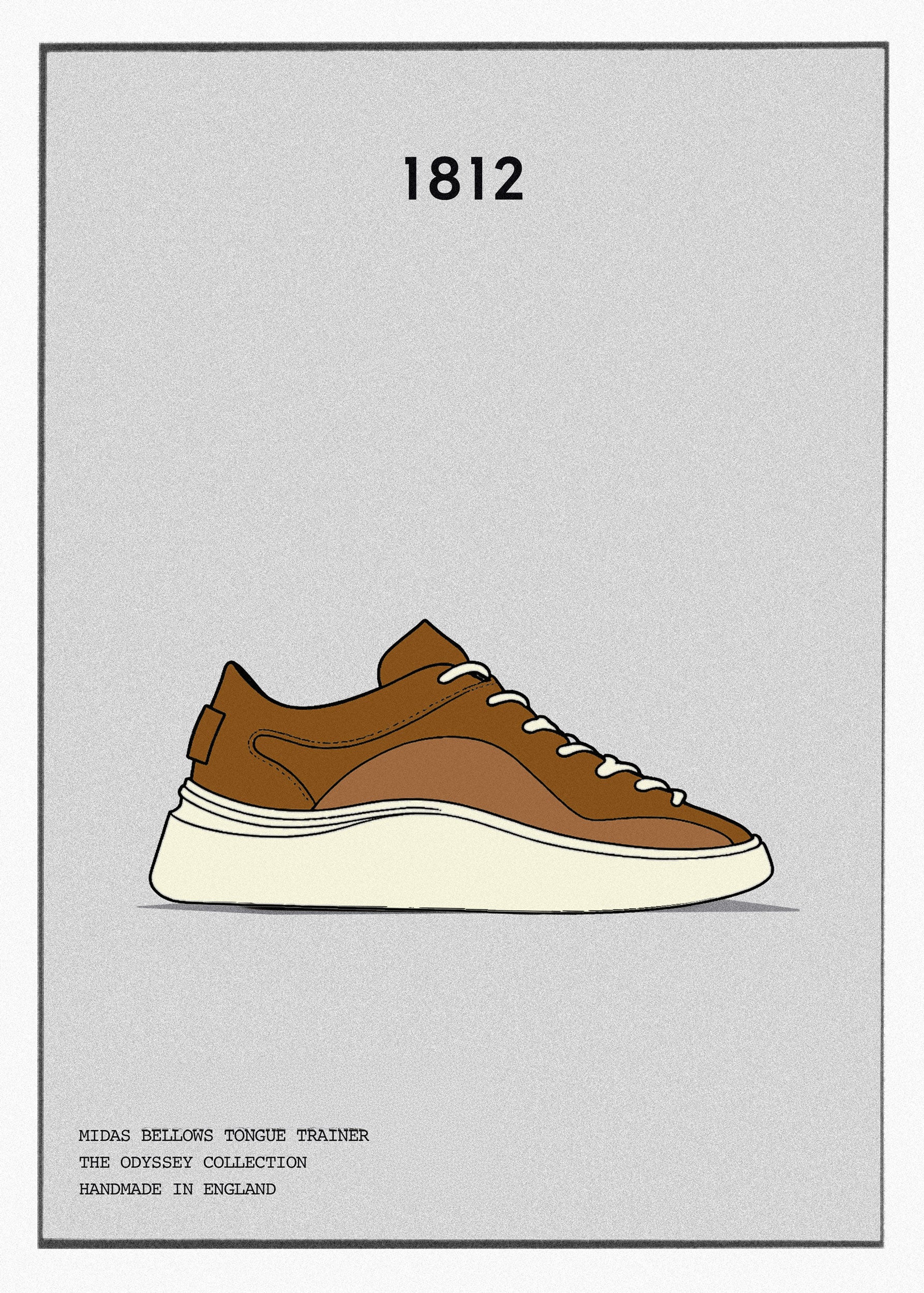 MIDAS BELLOWS TONGUE SNEAKER IN TAN ON OFF WHITE, HANDMADE IN ENGLAND, LIMITED EDITION, 1812