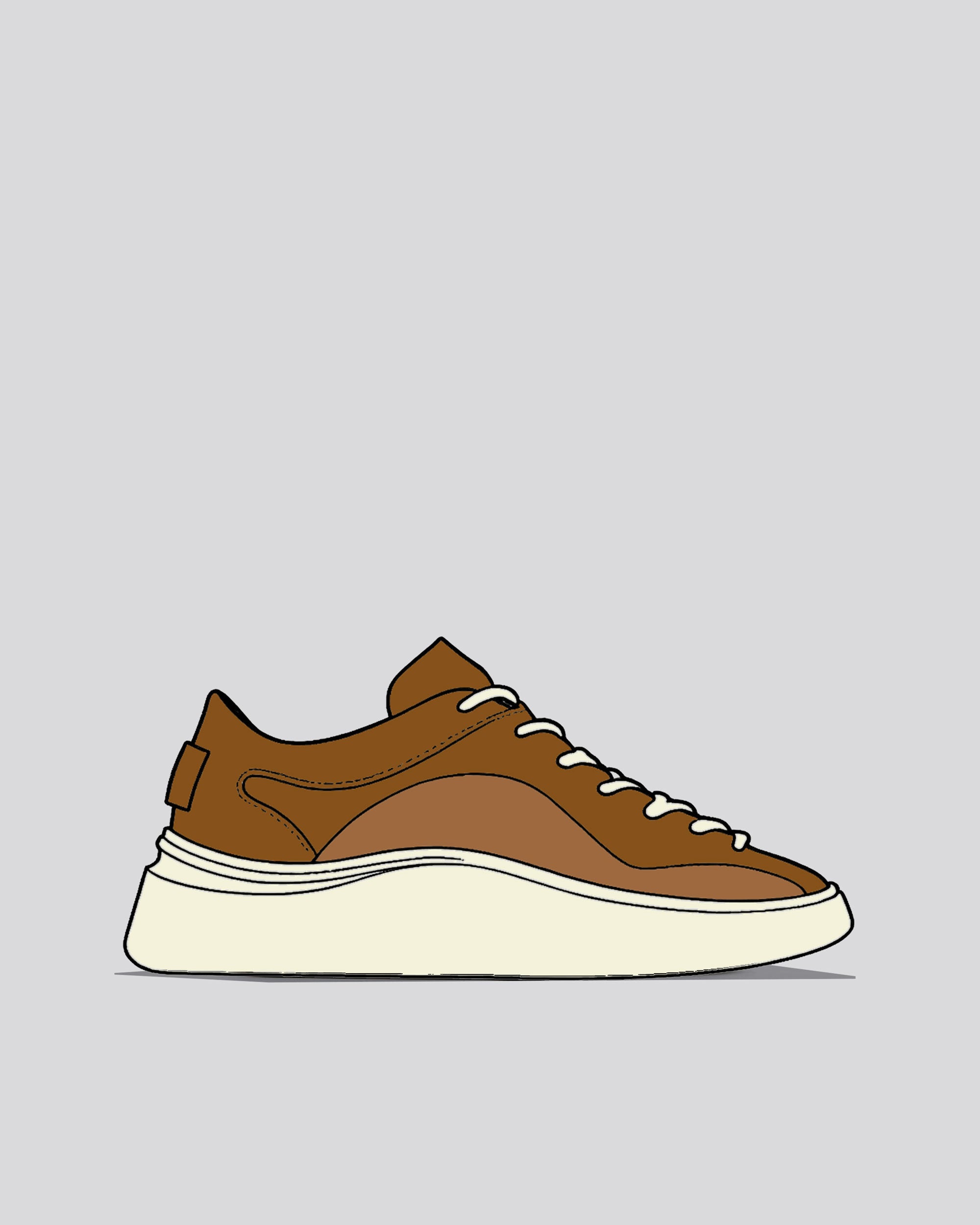 1812 MIDAS BELLOWS TONGUE LUXURY SNEAKER IN TAN ON OFF WHITE, DEER SKIN, HANDMADE IN ENGLAND